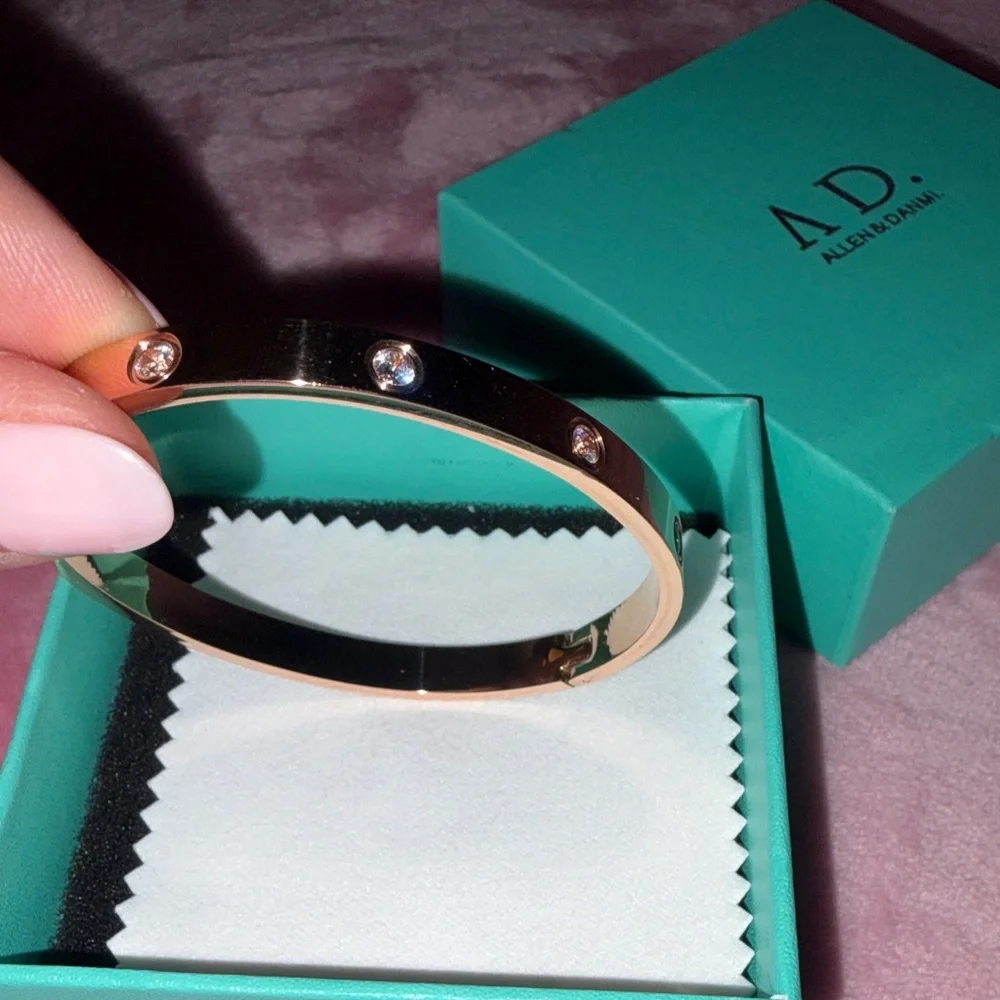 AD Allen & Danmi 18k Rose Gold Plated Love Bangle NWT - Picture 5 of 10